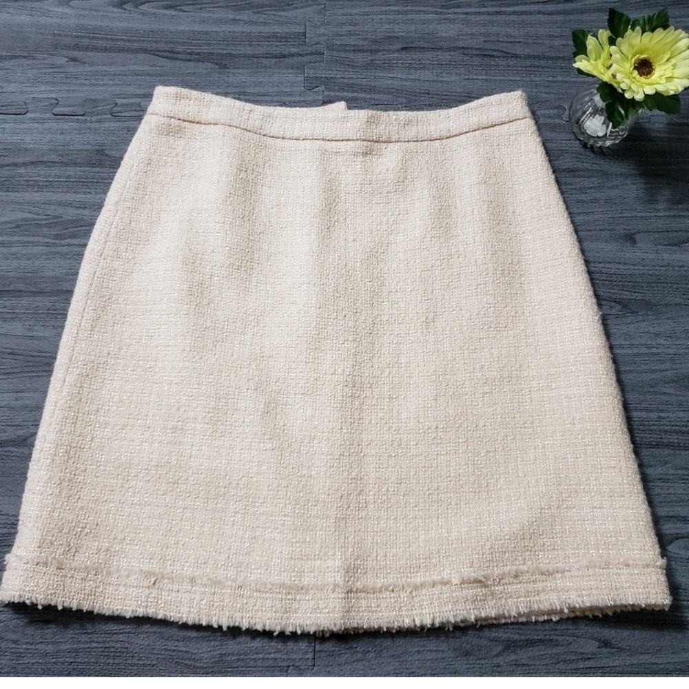 J. Crew Cream/Blush Tweed Skirt